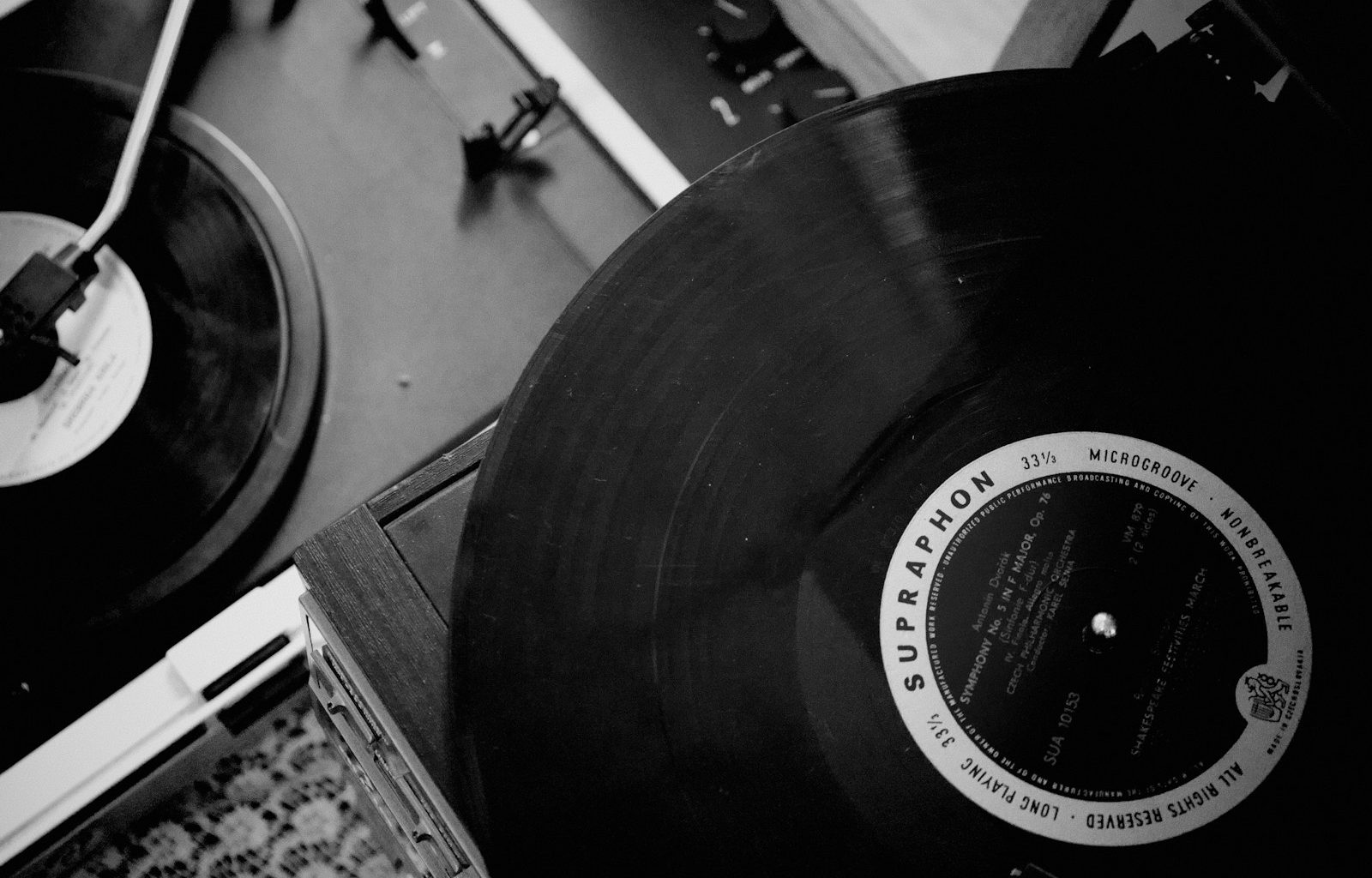 a record player and a record player in a room